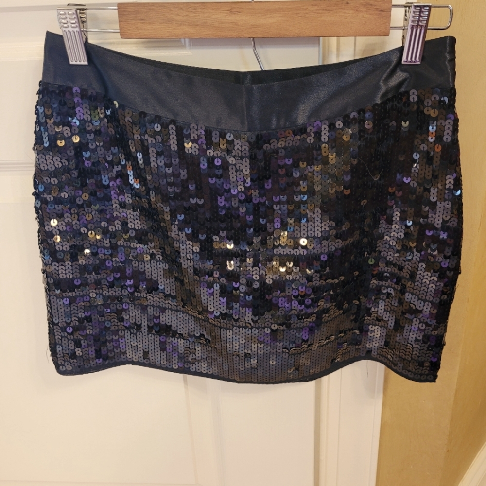 Express Black Sequins Miniskirt Size 0